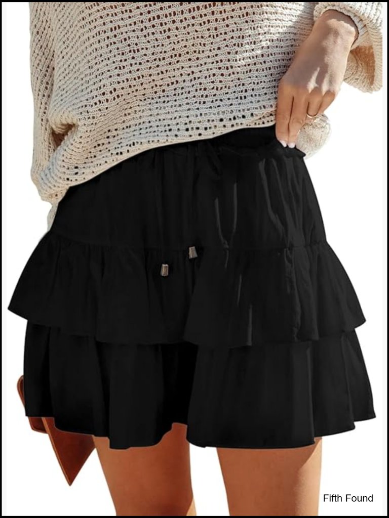 High Waist Skorts Flowy Tiered Ruffled Shorts Active Casual Comfy